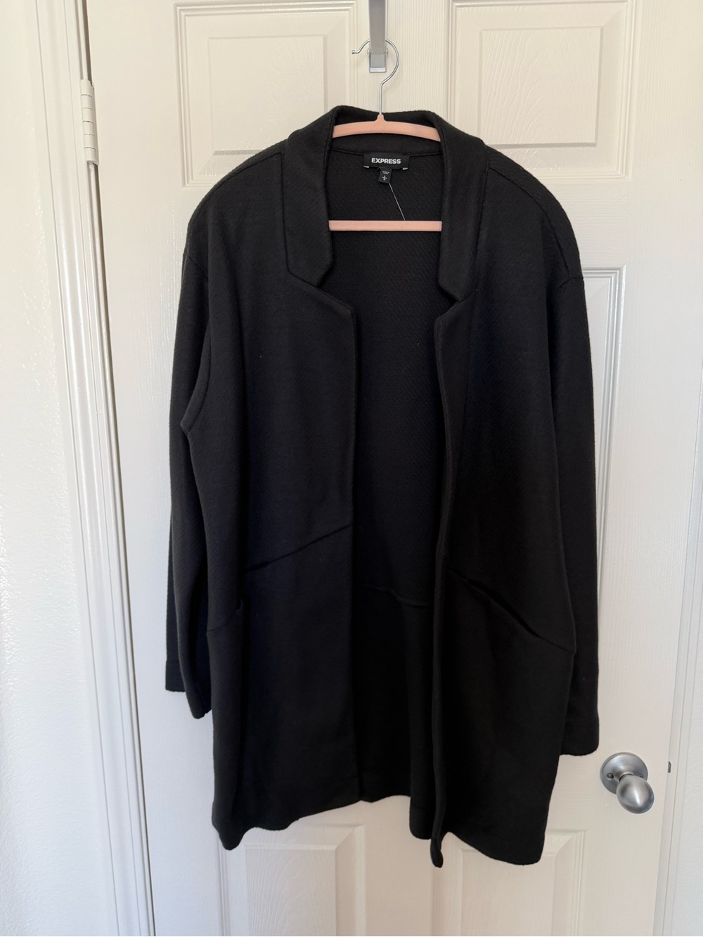 Express Women's Open-Front Black Sweater Coat with pockets, new, sz L